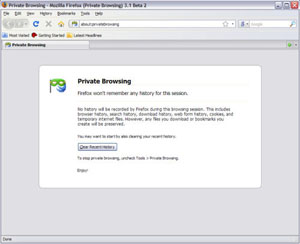 Private Browsing Mode in der Firefox 3.1 Beta 2 (Foto: Mozilla)