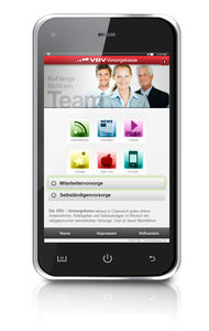 Startseite der neuen mobilen Version (Foto: VBV - Vorsorgekasse AG)