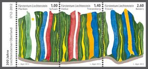 Siegermarke: 300 Jahre Liechtensteiner Oberland (Foto: Philatelie Liechtenstein)