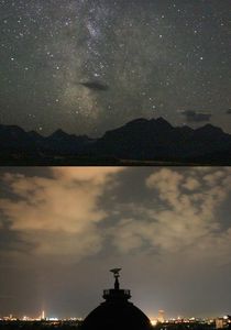 Himmel über Nationalpark in Montana (oben) und Berlin (Foto: Stinson, Kyba/IGB)
