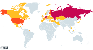 Geografische Verteilung der RedLine-Kontrolloberfläche (Grafik: ESET)