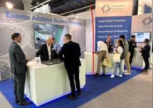 Gut besuchter Messestand bei der Formnext 2024 in Frankfurt/Main (Foto: Exentis)