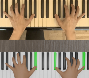 Echte Pianistenhände (oben) und deren Simulation (Bilder: The Movement Lab)